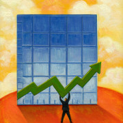 Illustration of upward trend line on graph