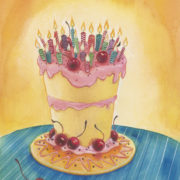 illustration of a birthday cake with candles