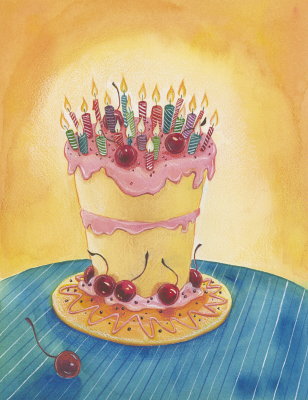 illustration of a birthday cake with candles